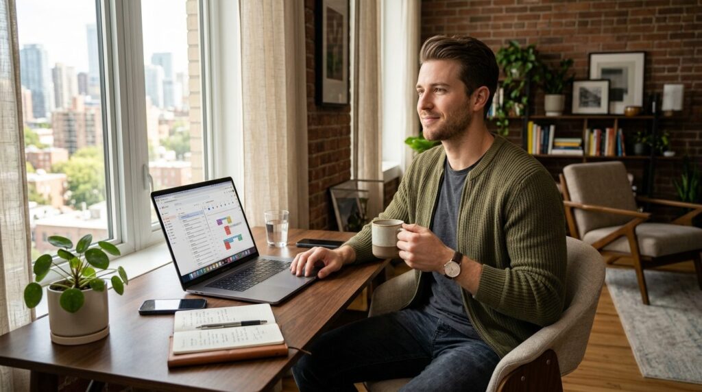 Professional lifestyle stock photo, 16:9 ratio, photorealist